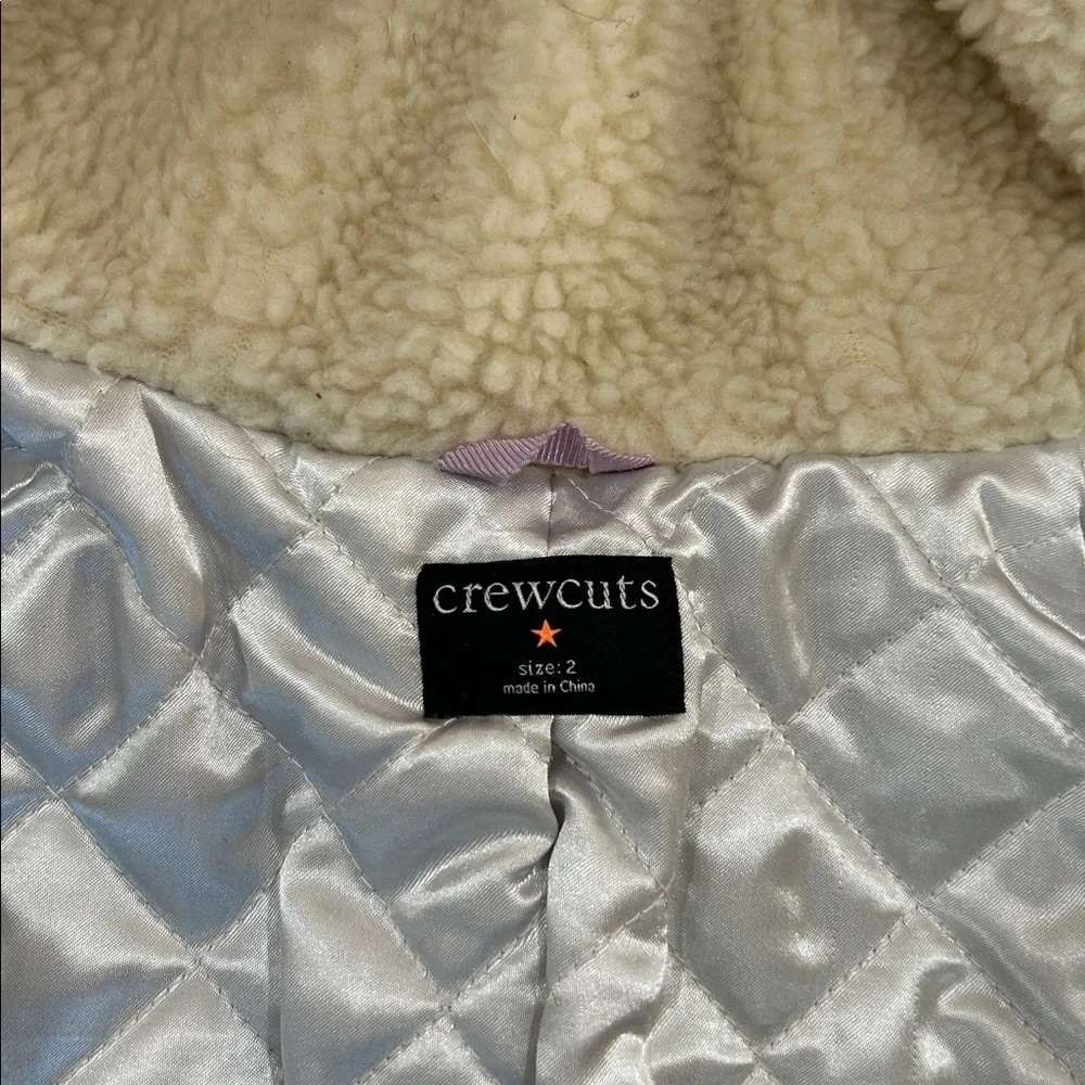 Crewcuts by J Crew Chateau Parka Jacket. Zip and button gray/cream/lavender sz 2